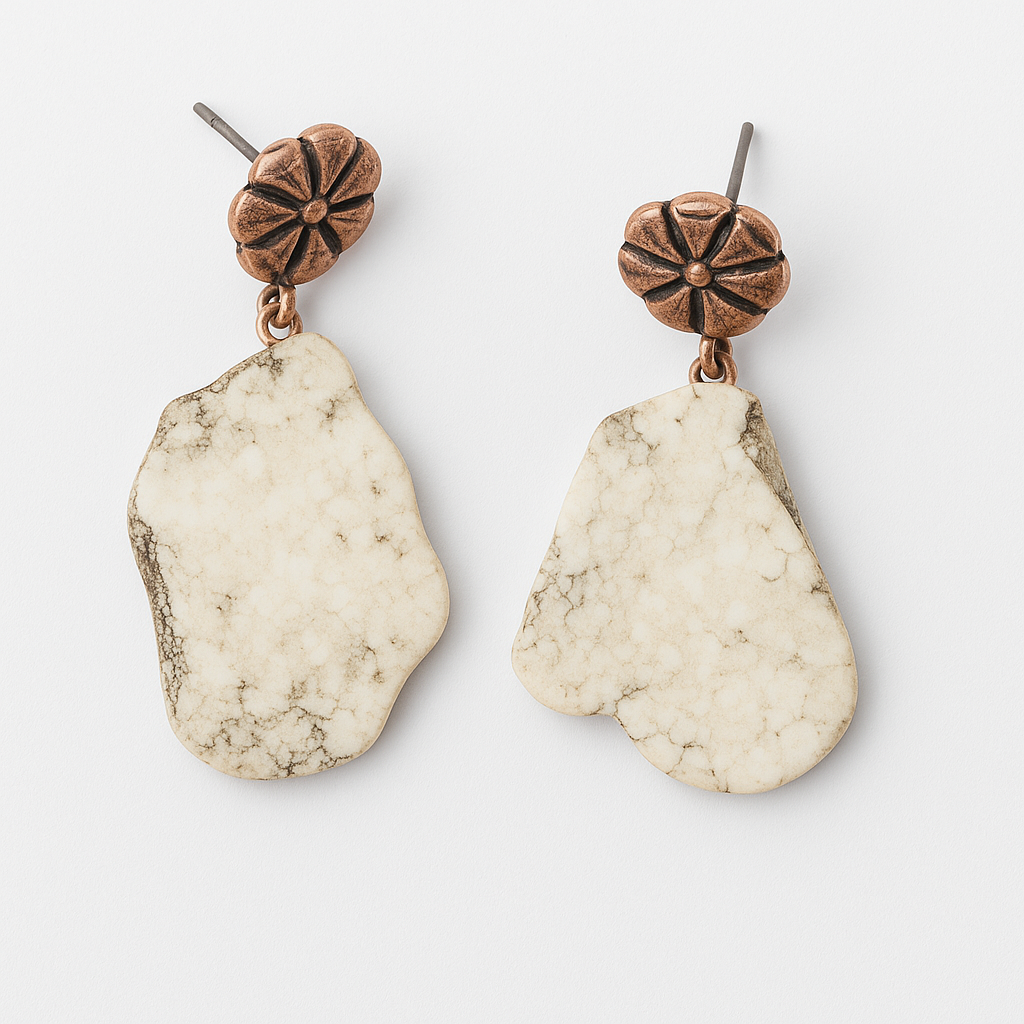 Western Ivory Faux Crackle Earrings
