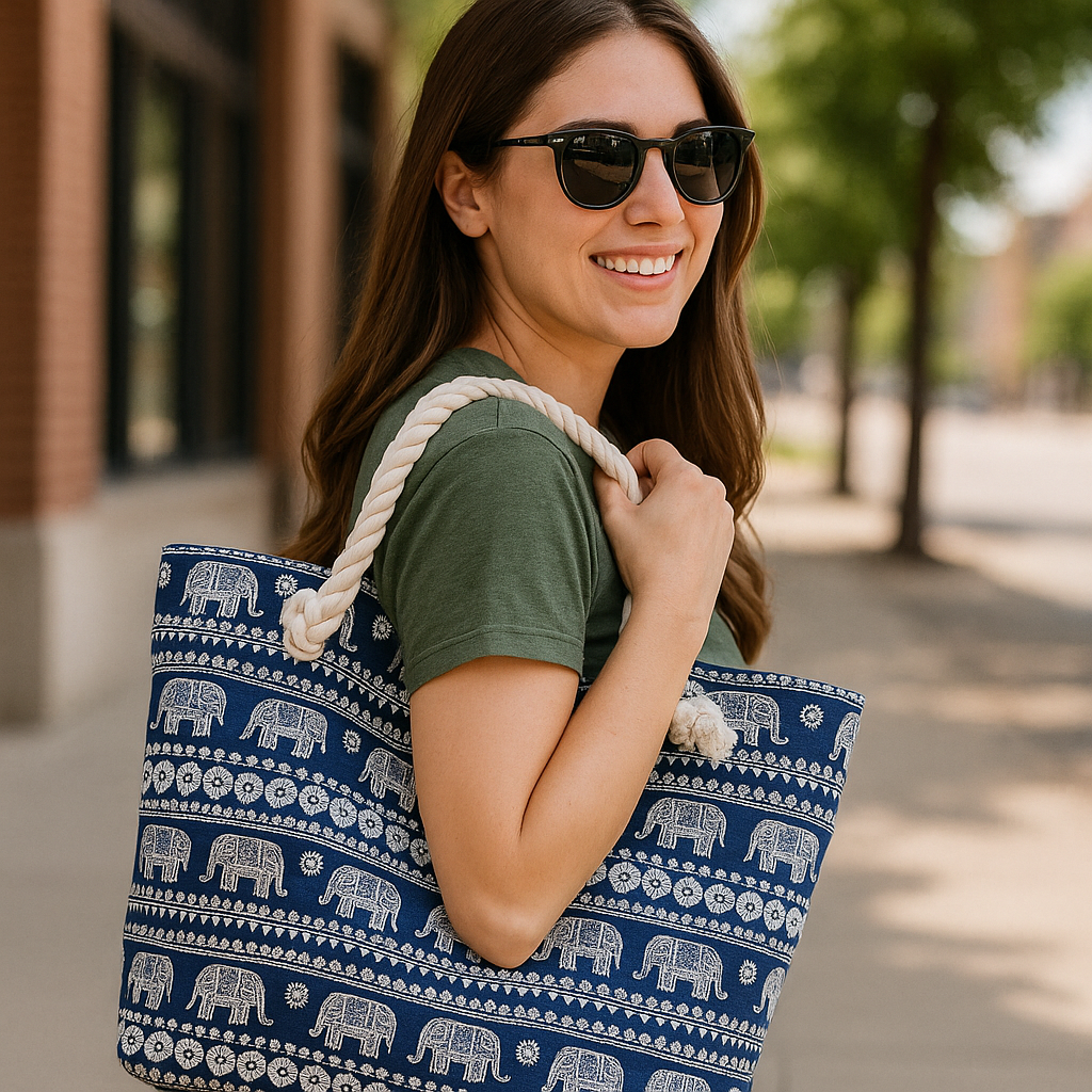 Into The Jungle Elephant Shoulder Bag with Zipper