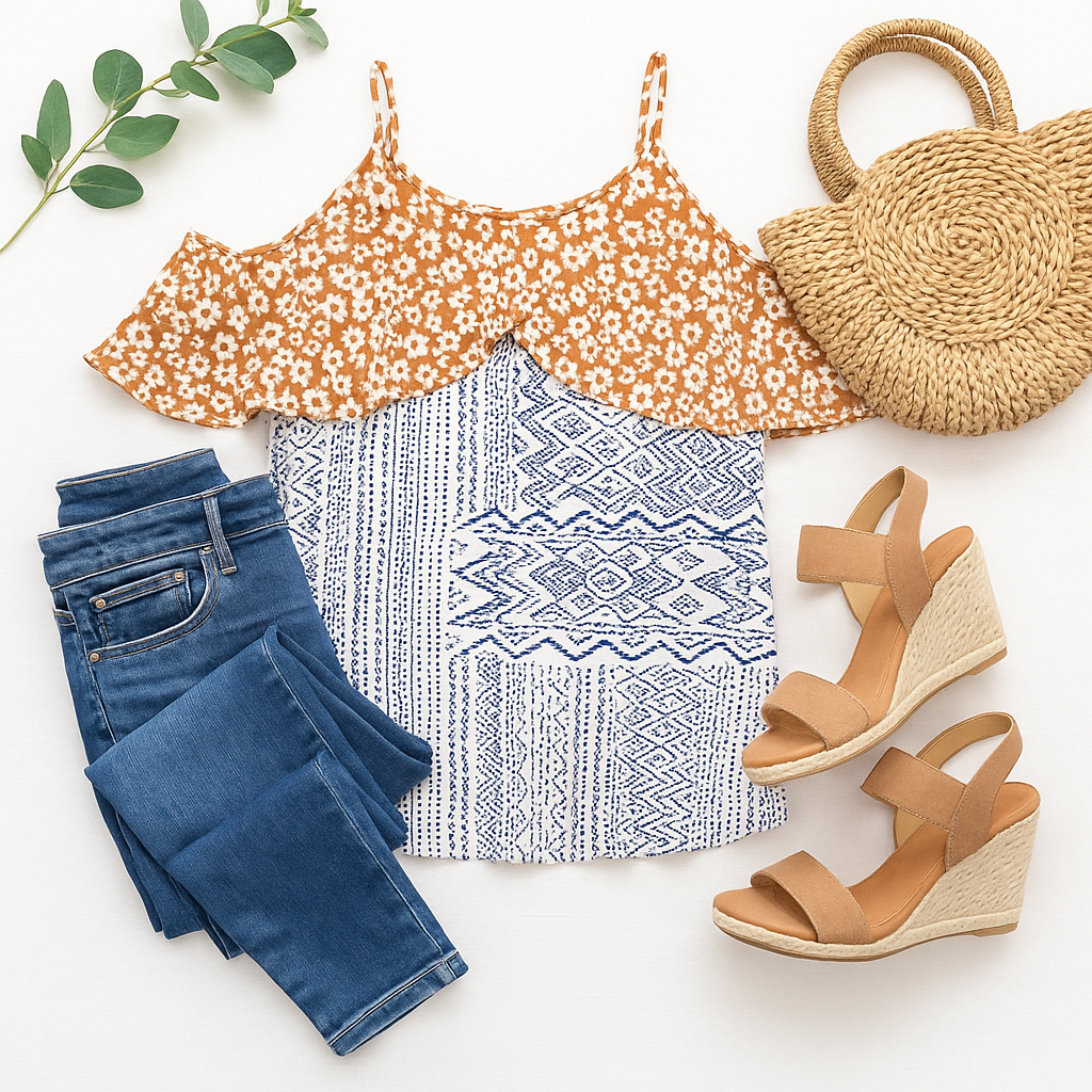 Just A Romantic Sunday Terracotta and Ivory Top