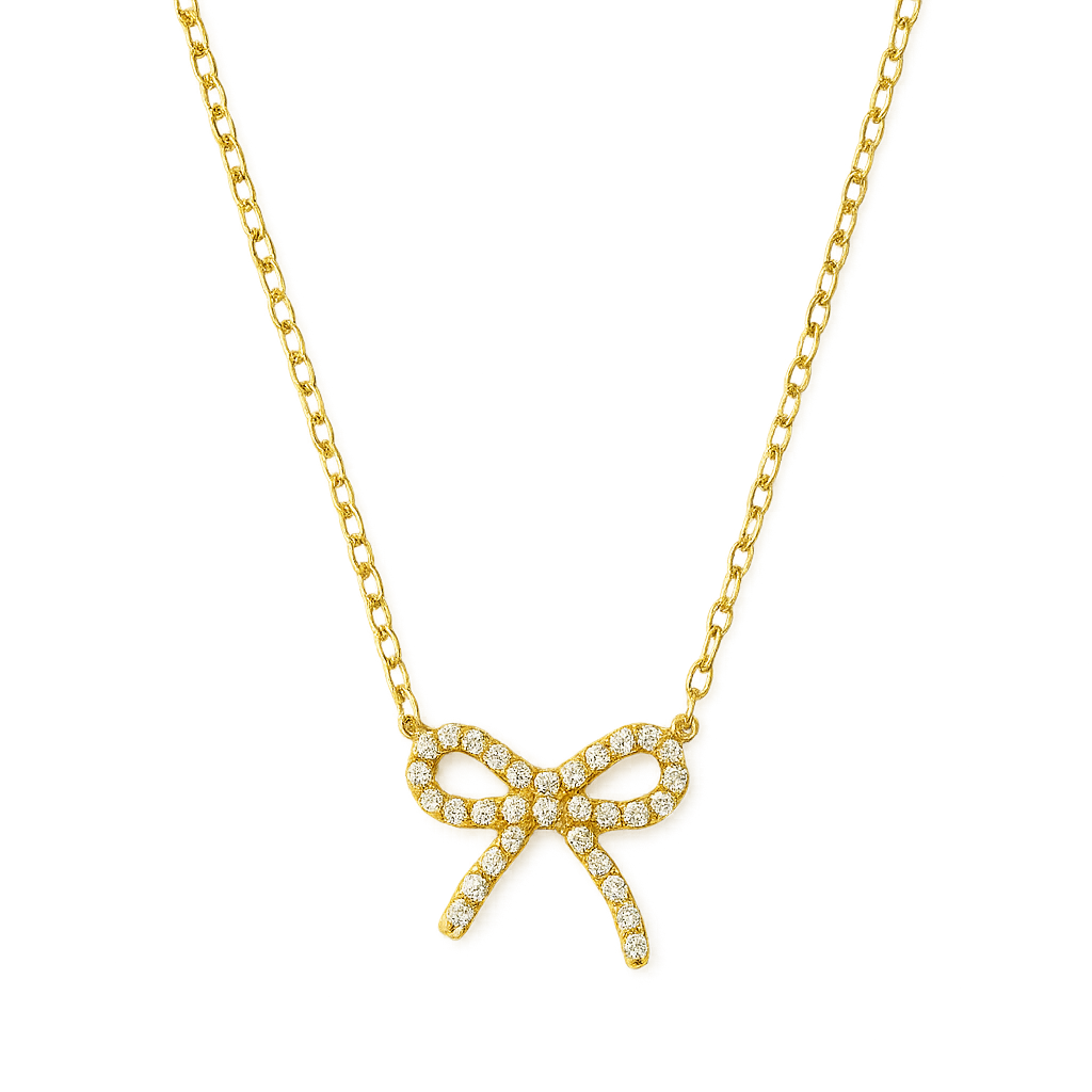 She Sparkles Rhinestone Coquette Bow Necklace