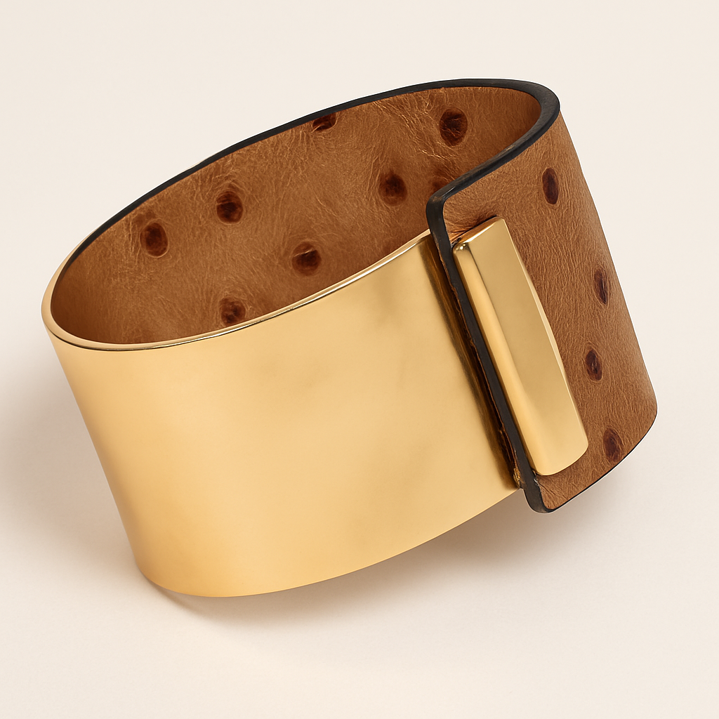Vegan Leather Wide Bangle Wrap Tan Bracelet