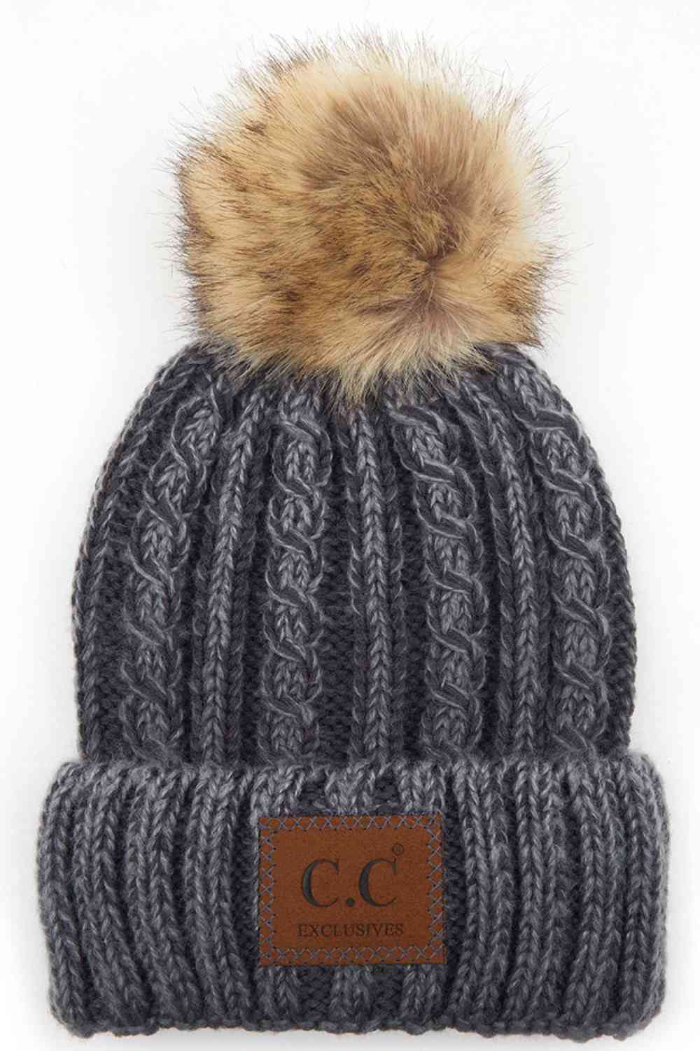 Everly Marled Cable Knit Pom Beanie