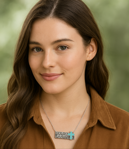 Cross Western Bar Necklace