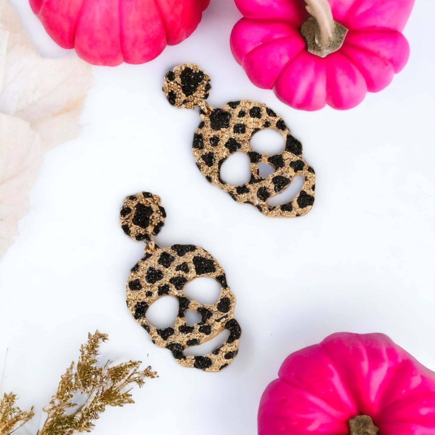 Leopard Skele Halloween Vibe Metal Earrings - The Bling Barn western fashion jewelry