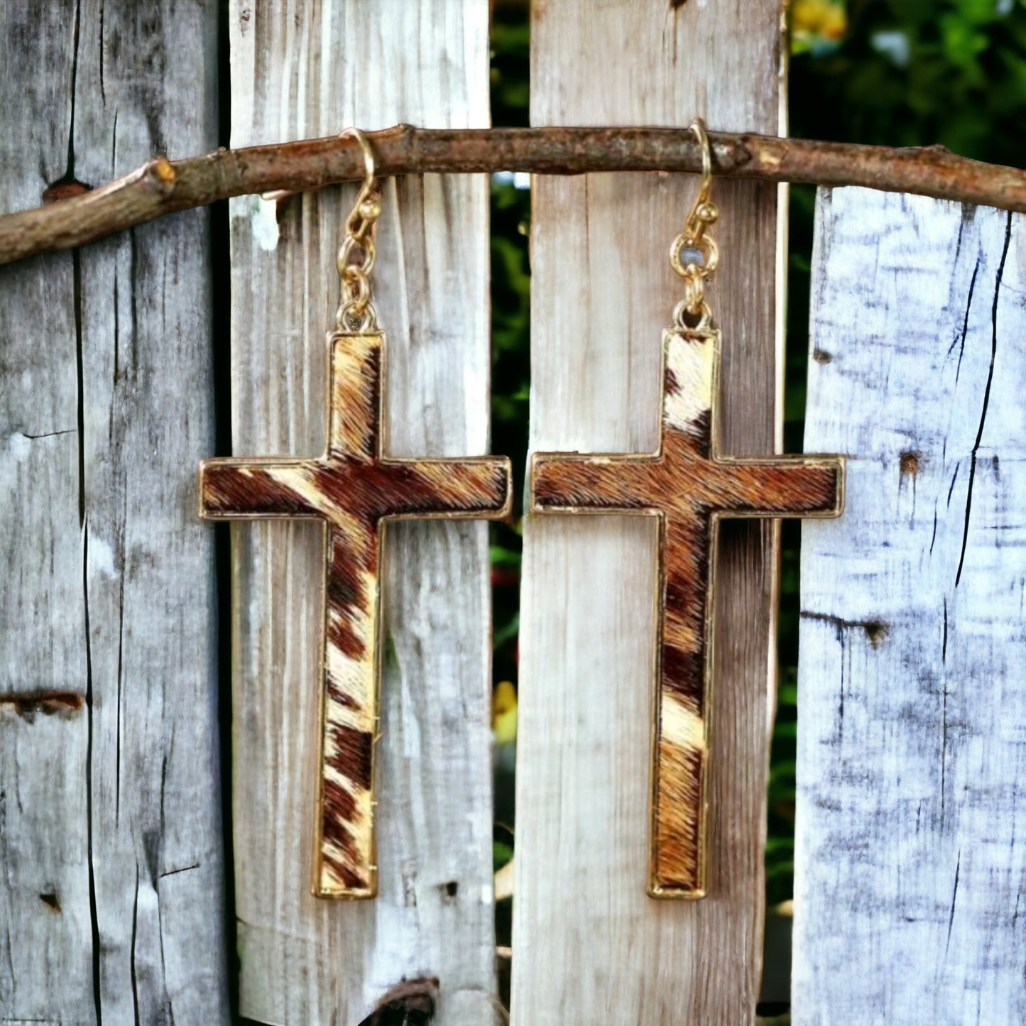 Western Love, Faith and Cow Print Earrings