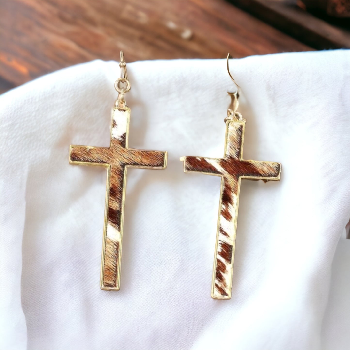 Western Love, Faith and Cow Print Earrings