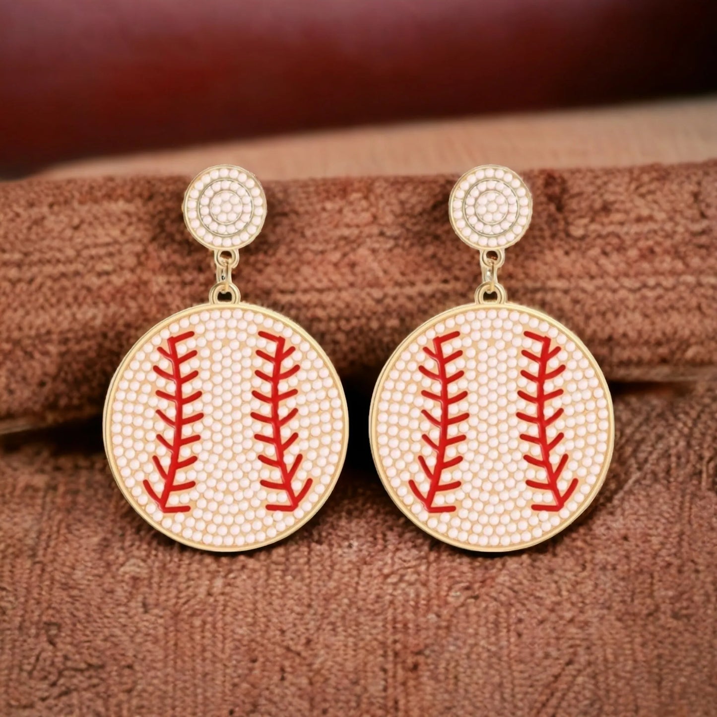 Love For The Baseball Game Bead Earrings