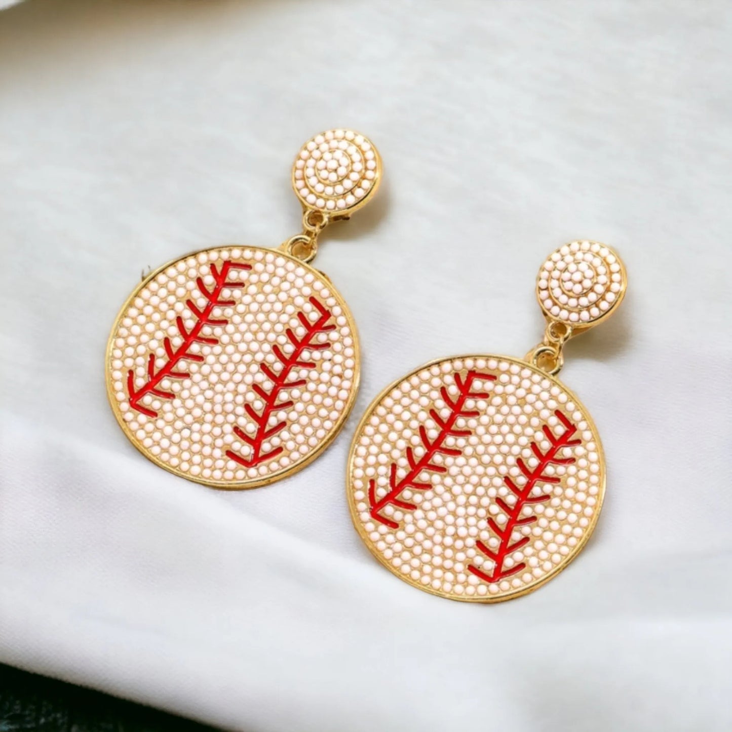 Love For The Baseball Game Bead Earrings