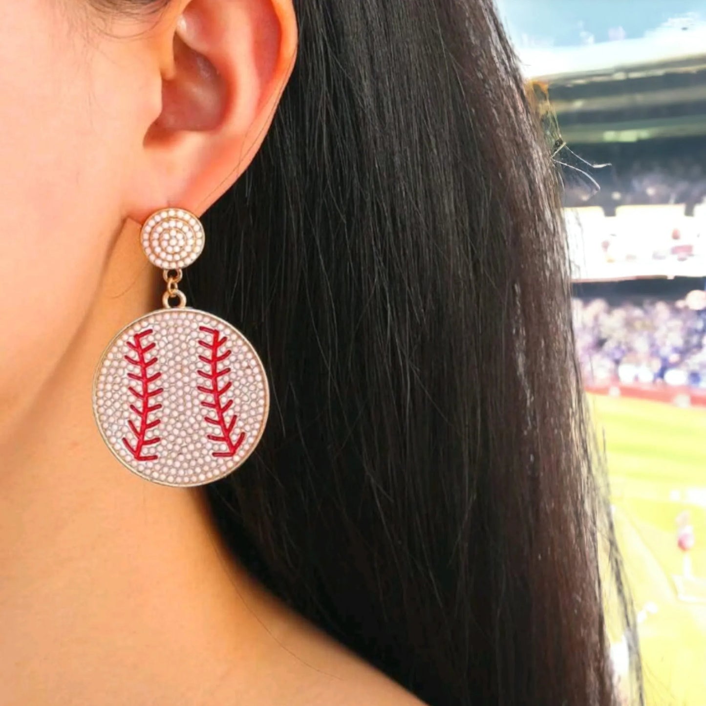 Love For The Baseball Game Bead Earrings