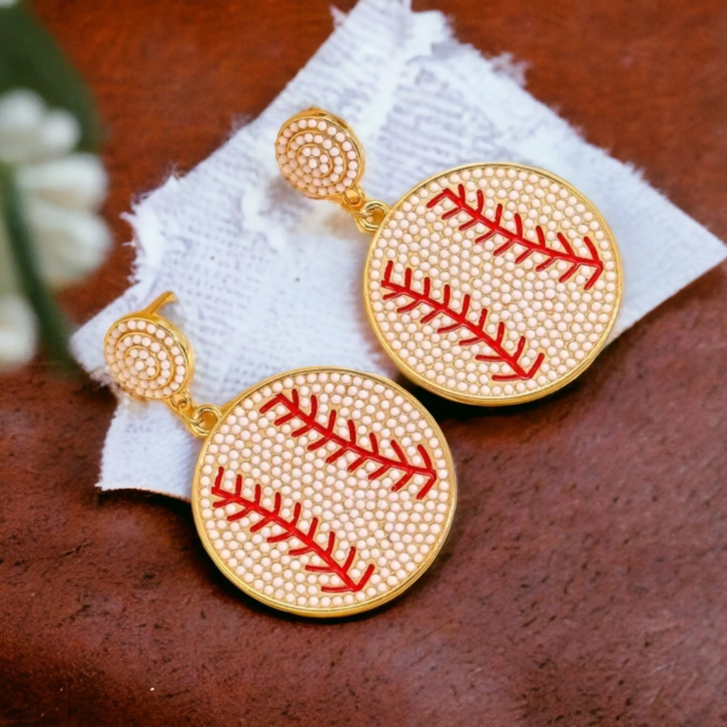 Love For The Baseball Game Bead Earrings