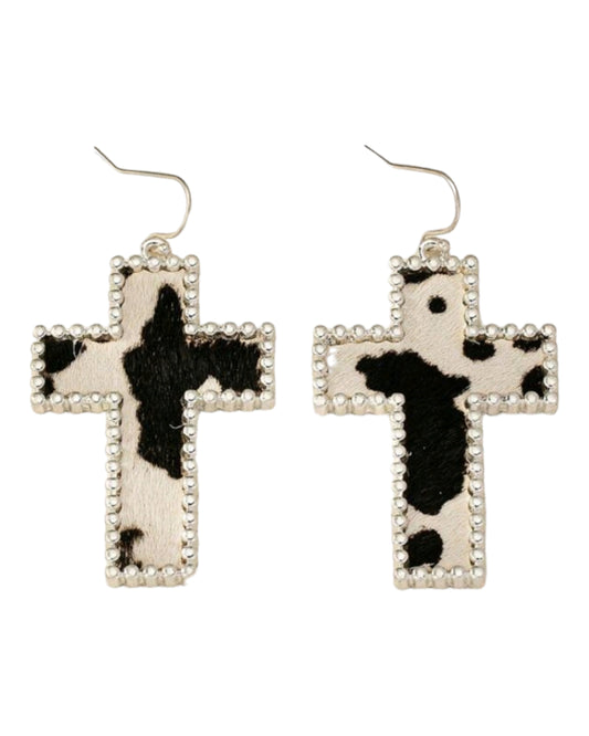 The Cow Crossed My Heart Silver Fashion Earrings