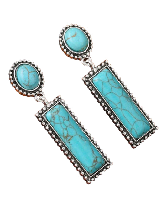 Faux Crackle Stone Drop western Earrings