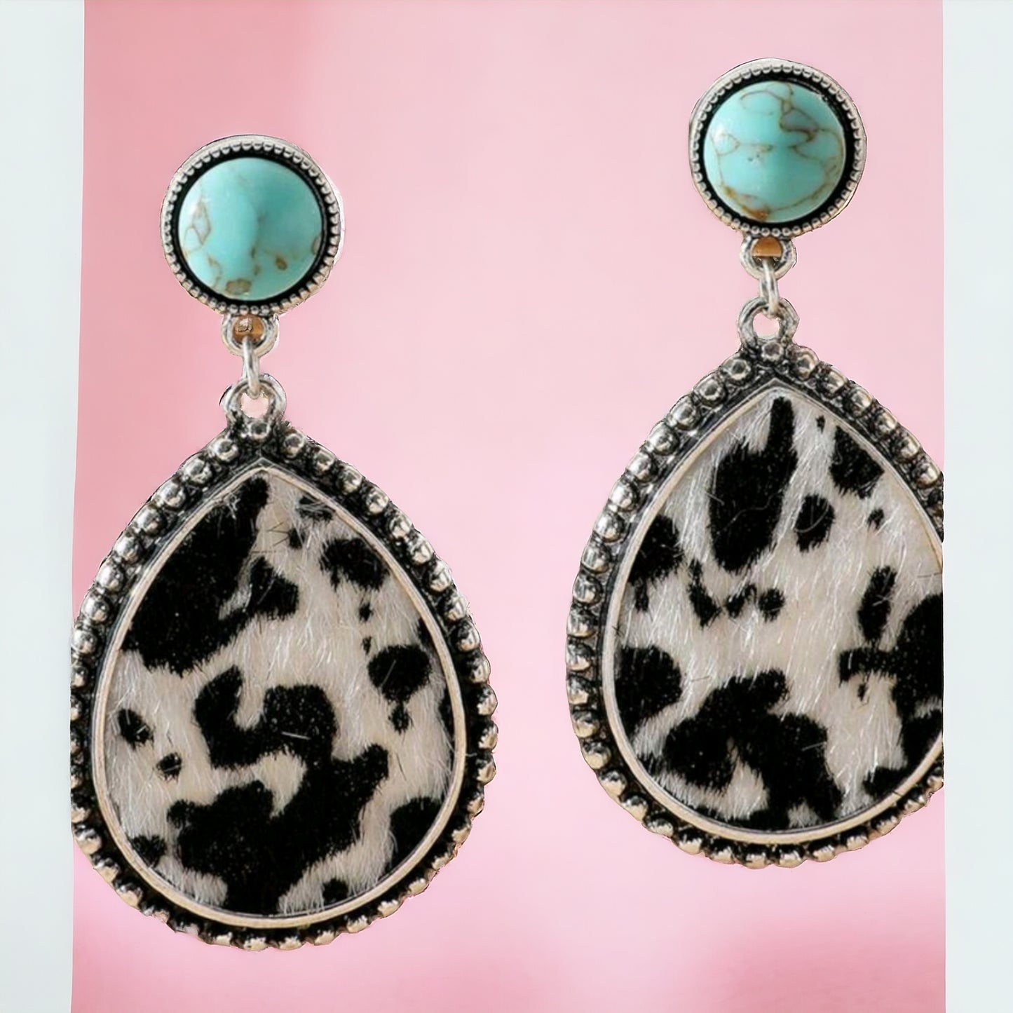 Molly Moo Drop Earrings Faux Hairon