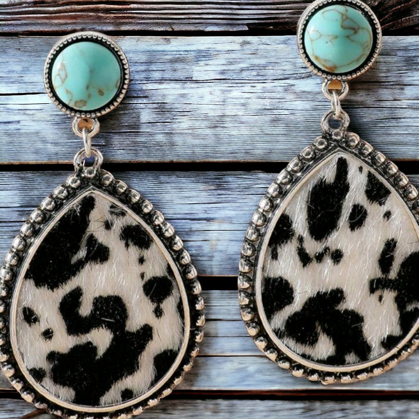 Molly Moo Drop Earrings Faux Hairon