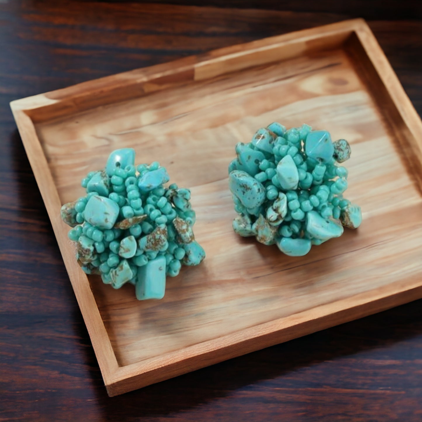 A Cluster Of Blue Crackle Stud Earrings