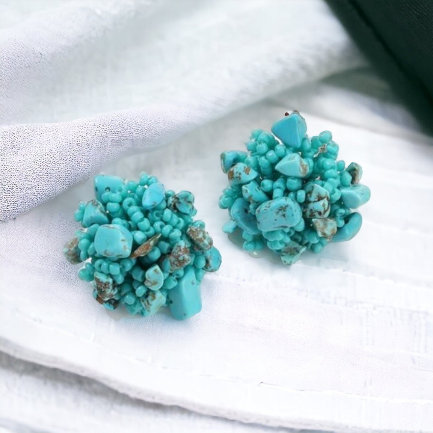 A Cluster Of Blue Crackle Stud Earrings