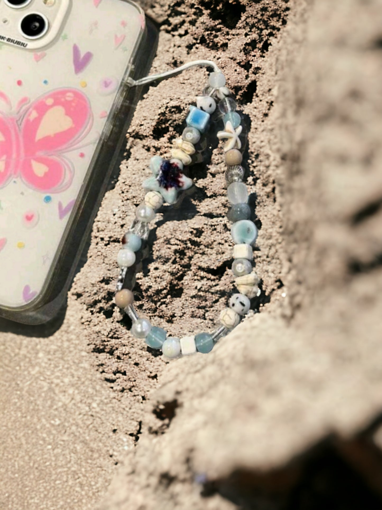 Ocean Sea Shells And Memories Ceramic Phone Strap