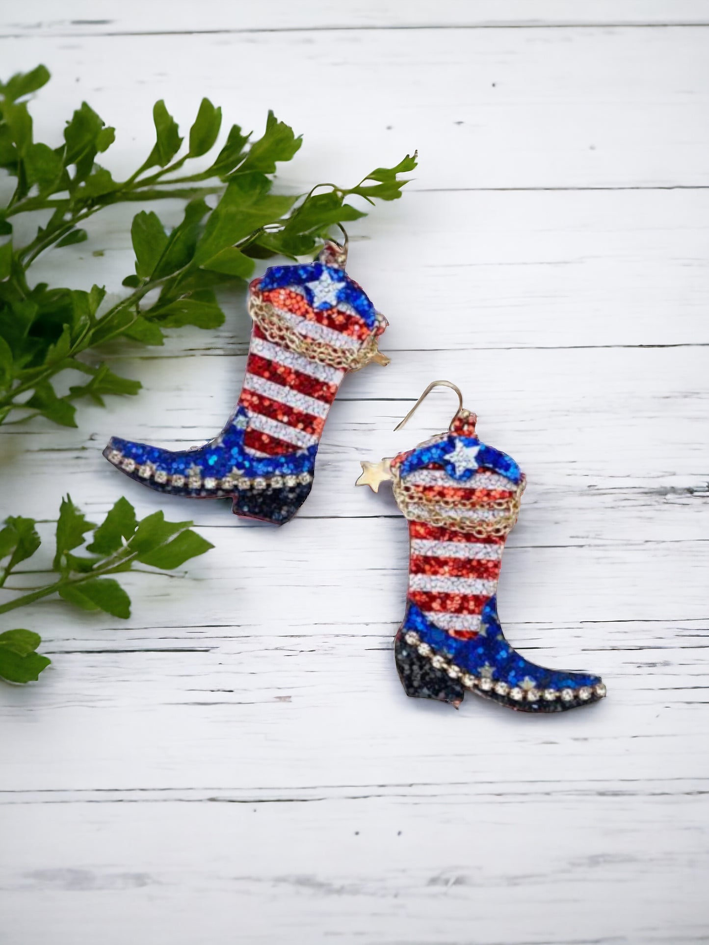 Let Your Patriotic Side Glitter Cowboy Boot Earrings