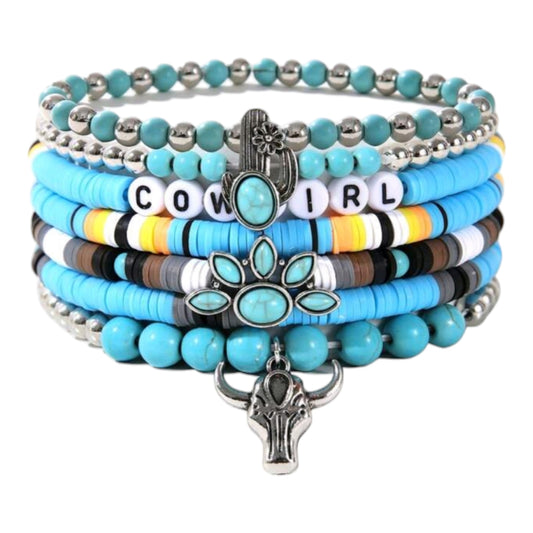 Cowgirl Beads and Charms Bracelet Stack