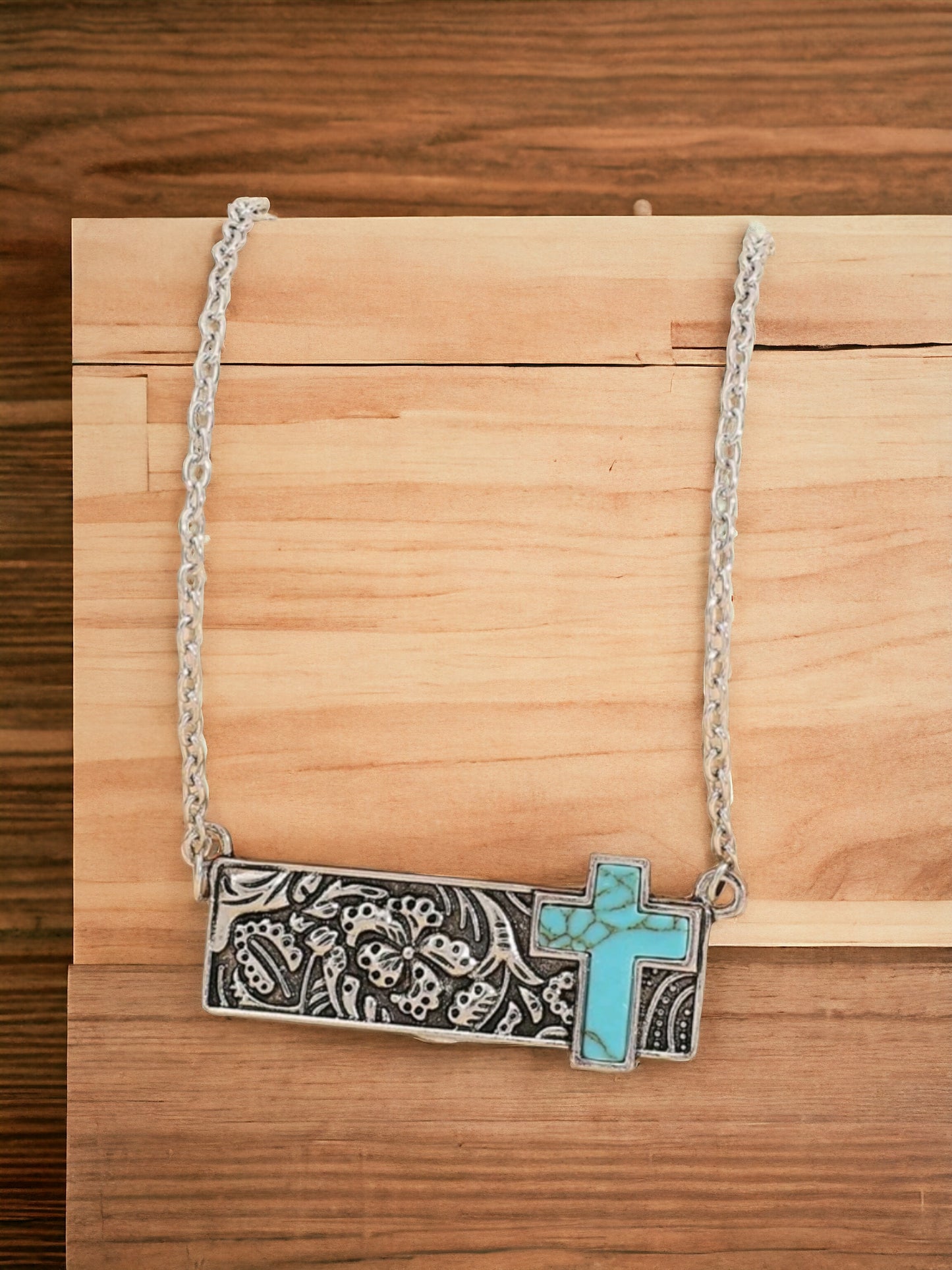 Cross Western Bar Necklace