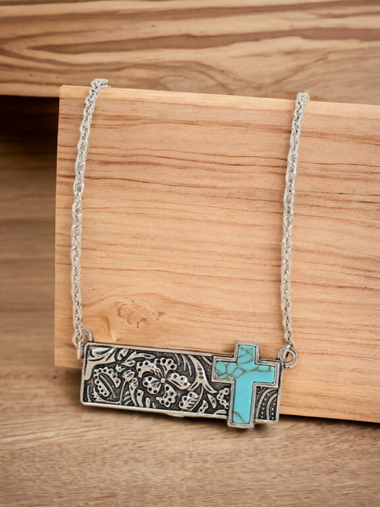 Cross Western Bar Necklace