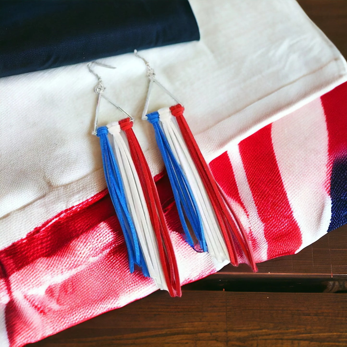 Fringe and Fireworks Patriotic Earrings