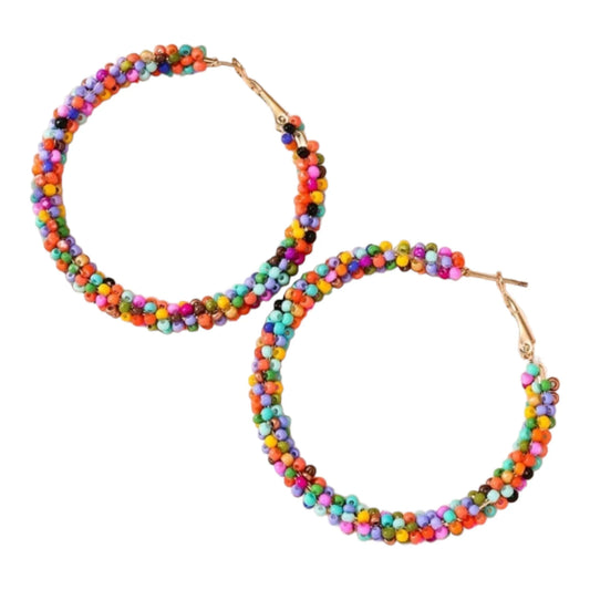 Celebrate Summer Seed Bead Hoop Earrings