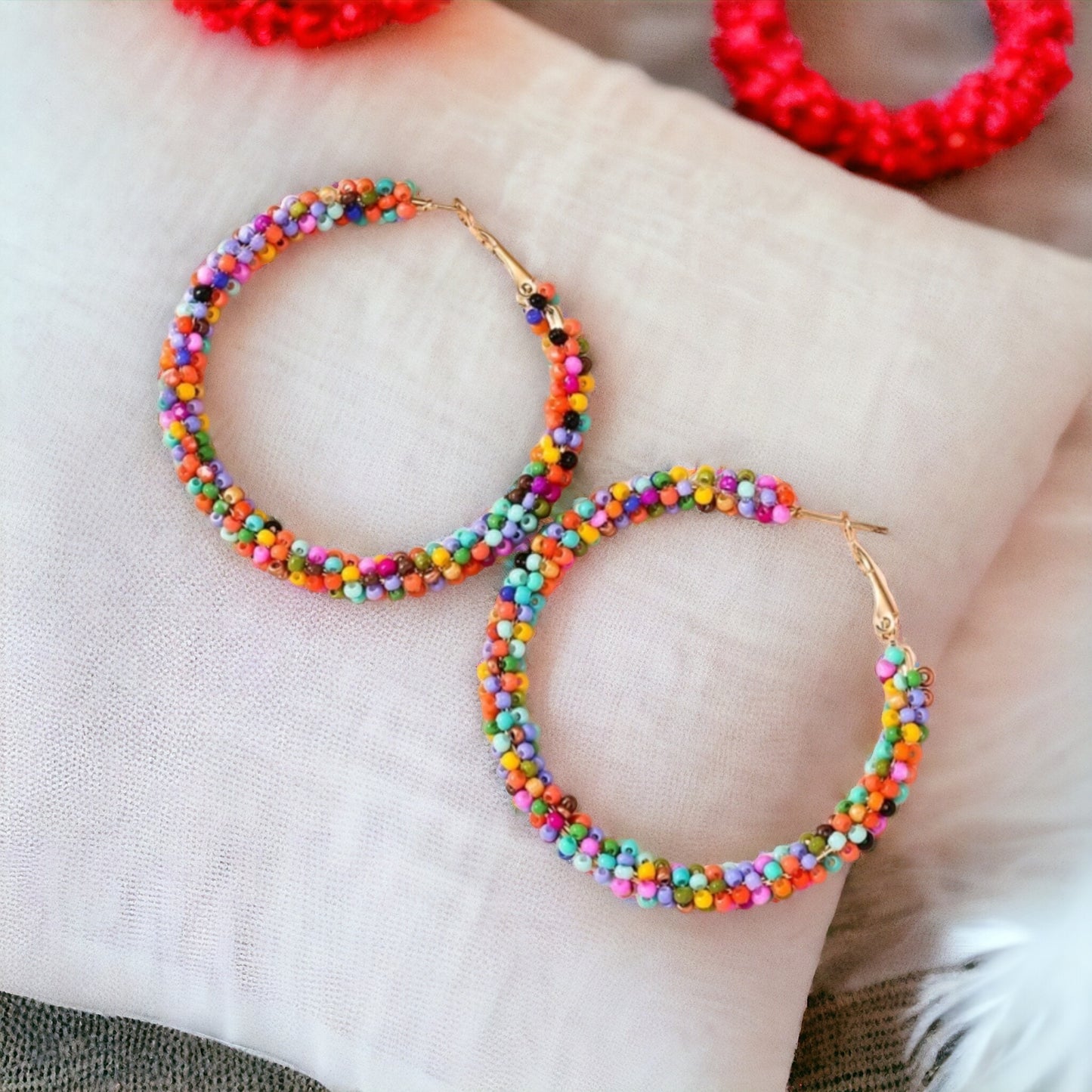 Celebrate Summer Seed Bead Hoop Earrings