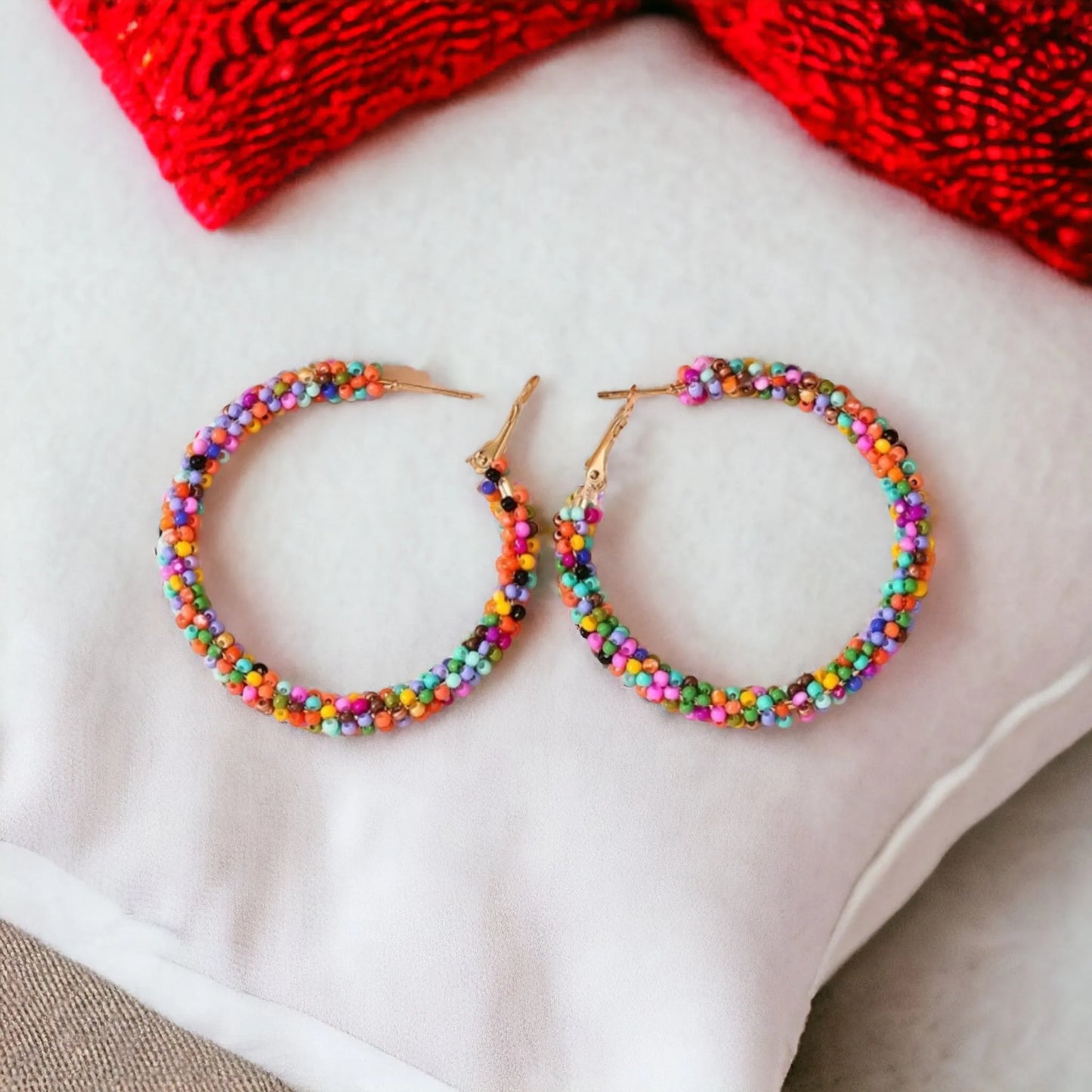 Celebrate Summer Seed Bead Hoop Earrings