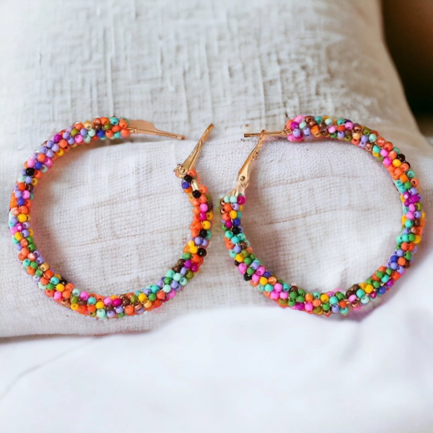 Celebrate Summer Seed Bead Hoop Earrings