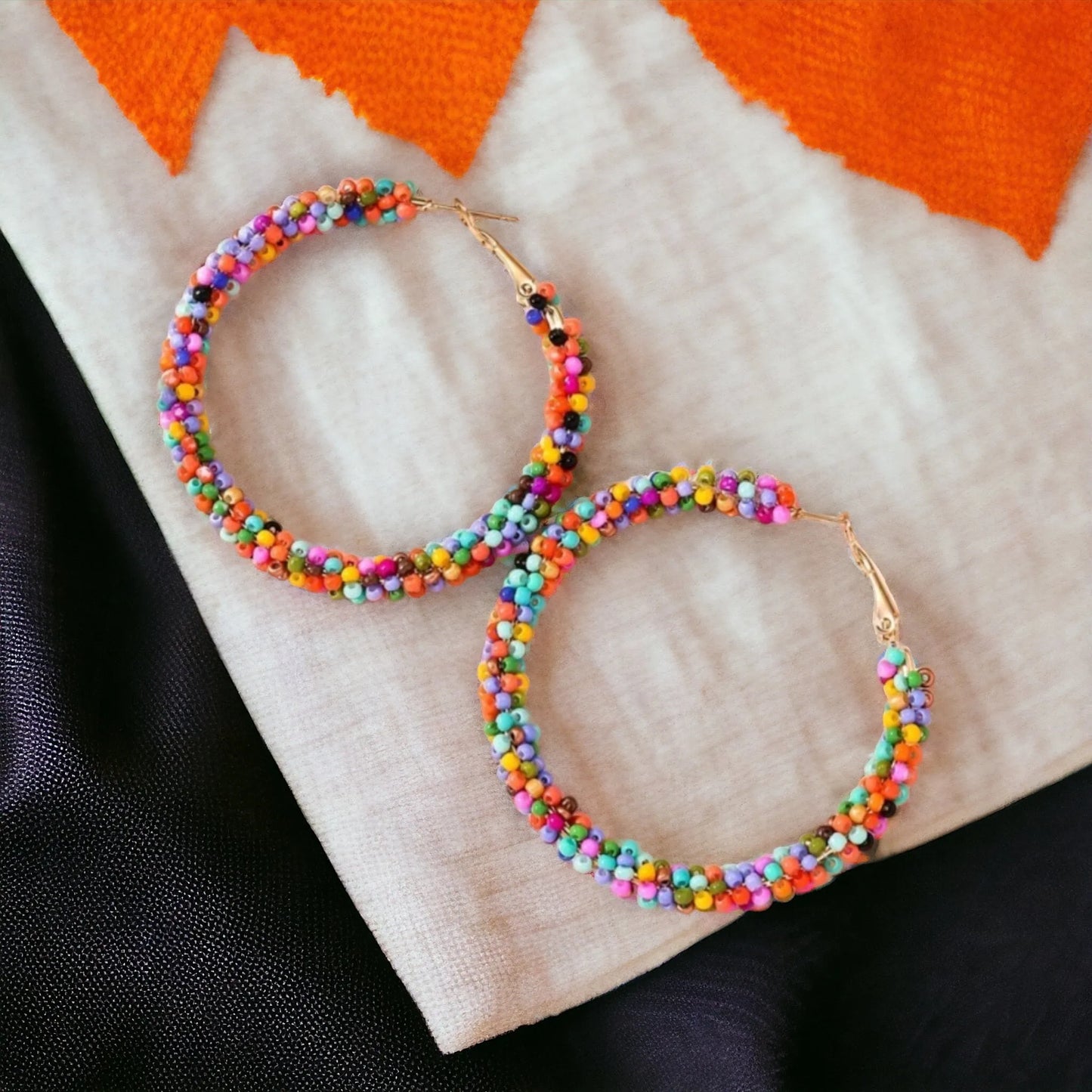 Celebrate Summer Seed Bead Hoop Earrings