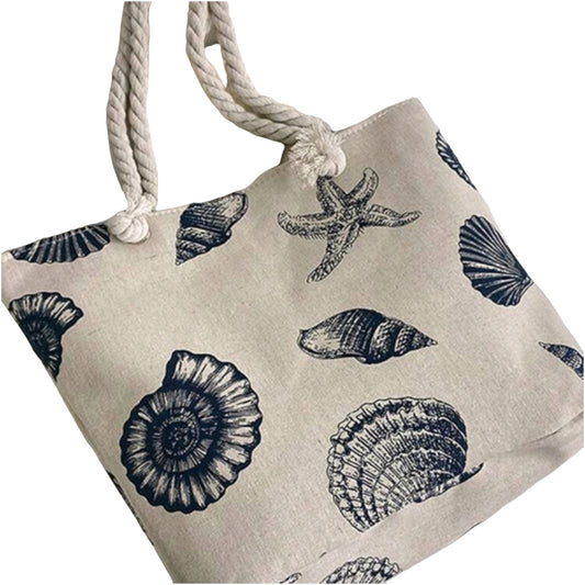 Seashells & Sand Shoulder Oversized Bag with Zipper