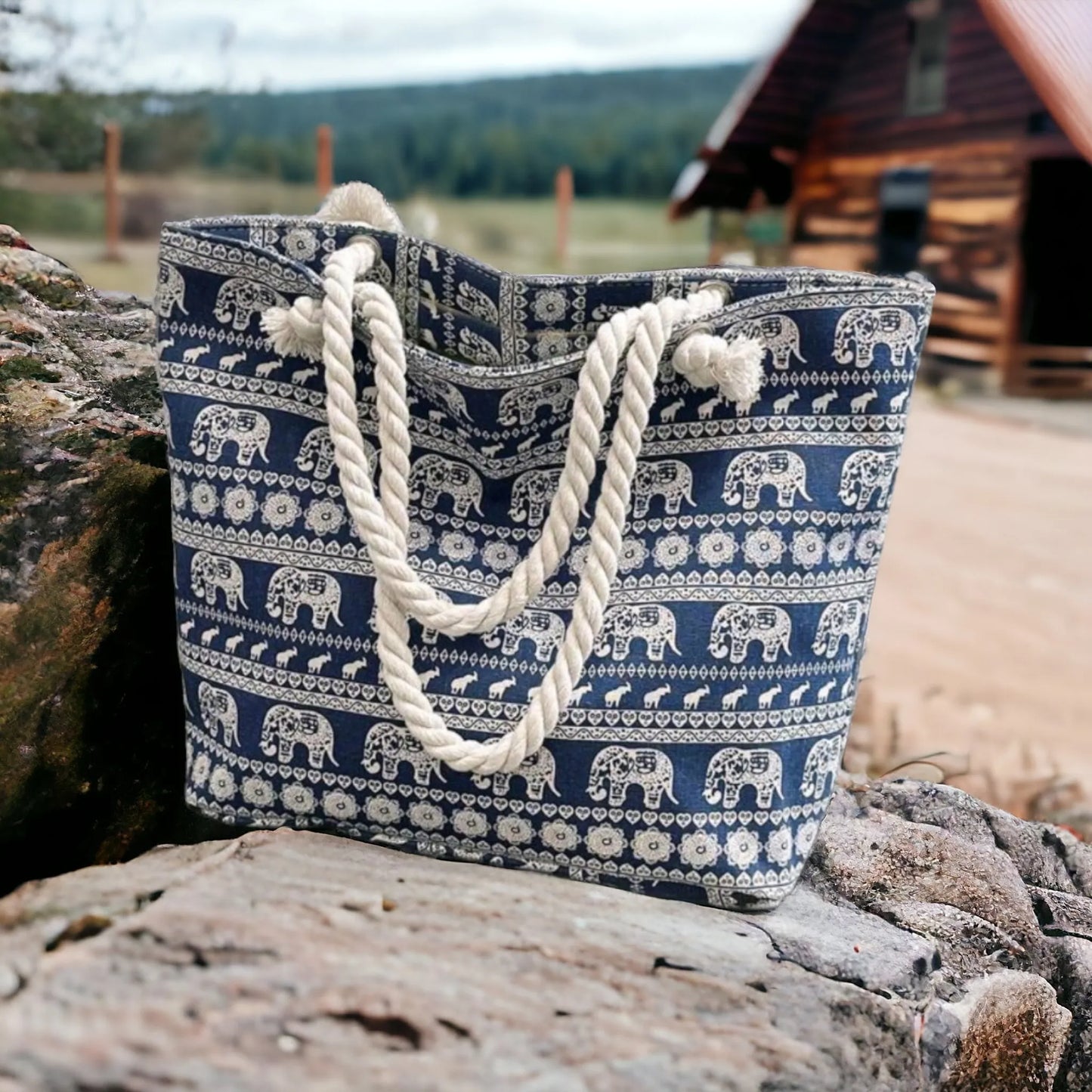 Into The Jungle Elephant Shoulder Bag with Zipper