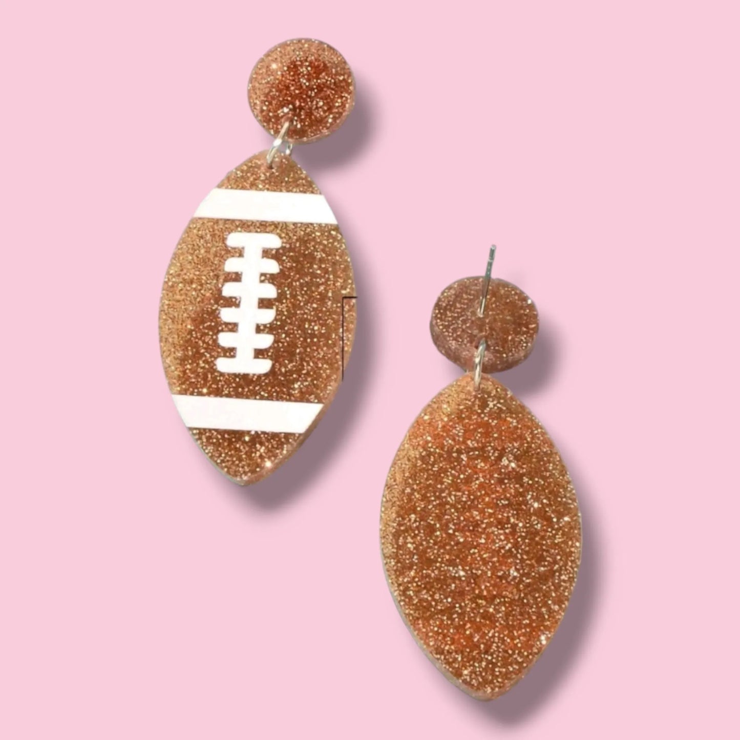 The Glitter GameDay Earrings Football Rugby