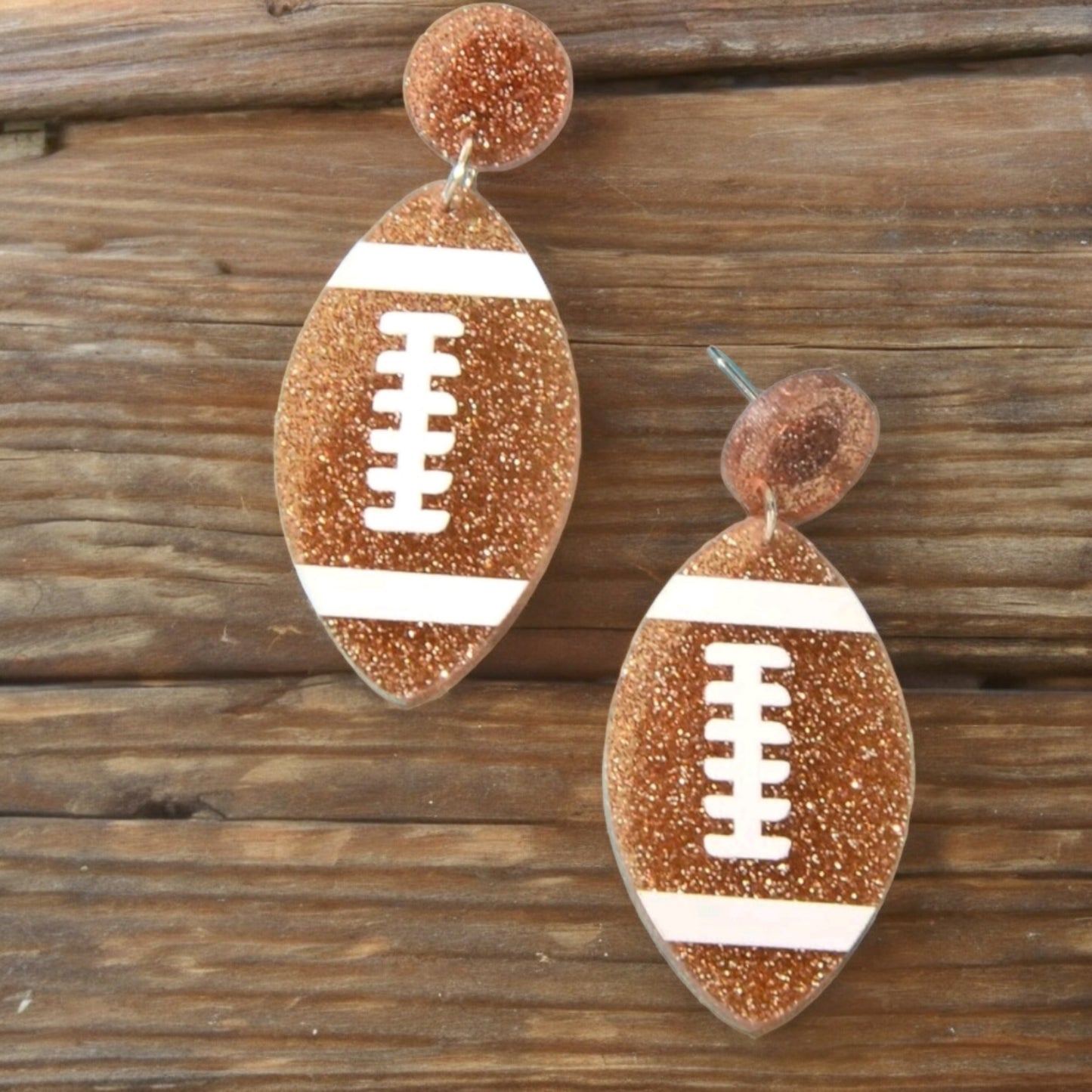 The Glitter GameDay Earrings Football Rugby