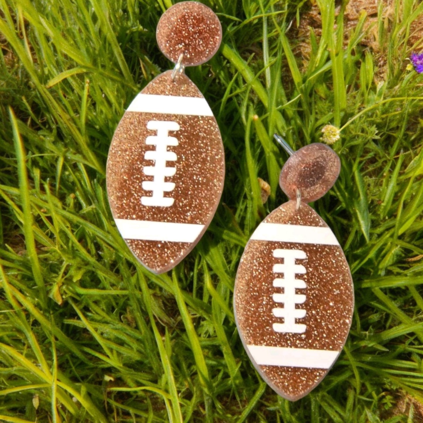 The Glitter GameDay Earrings Football Rugby