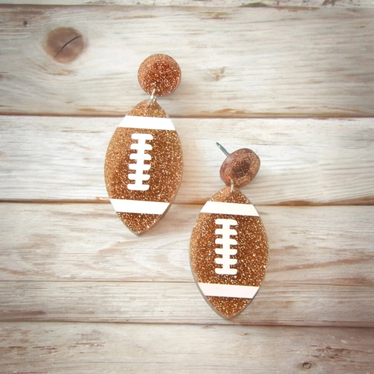 The Glitter GameDay Earrings Football Rugby