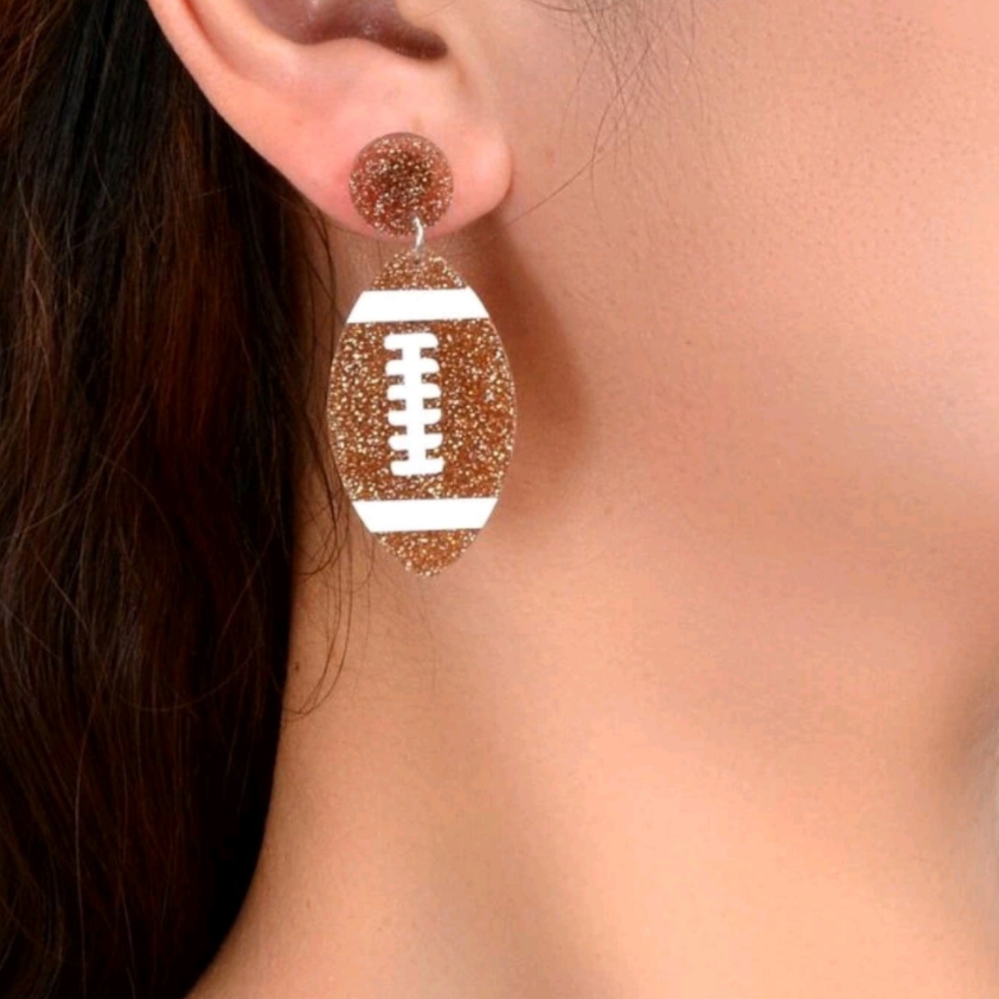 The Glitter GameDay Earrings Football Rugby