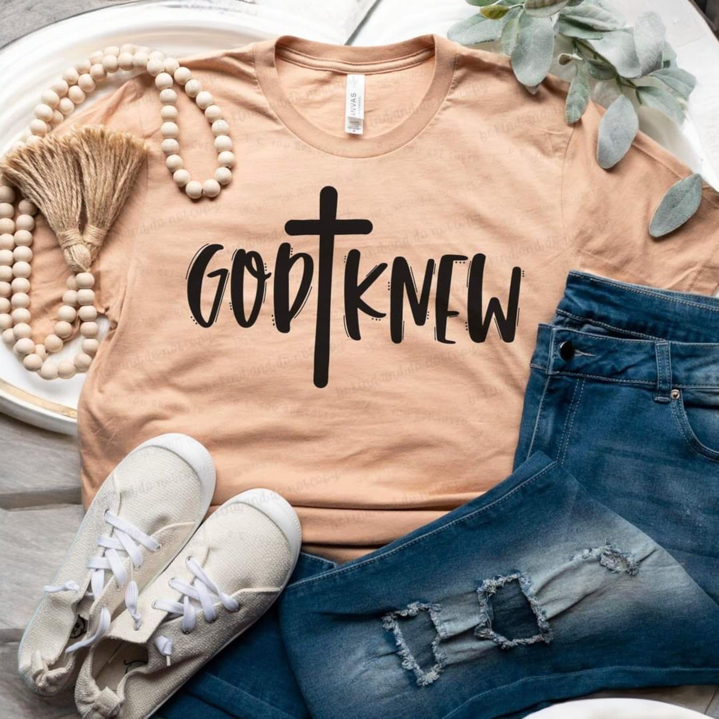 God Knew Graphic Print Cross Shirt