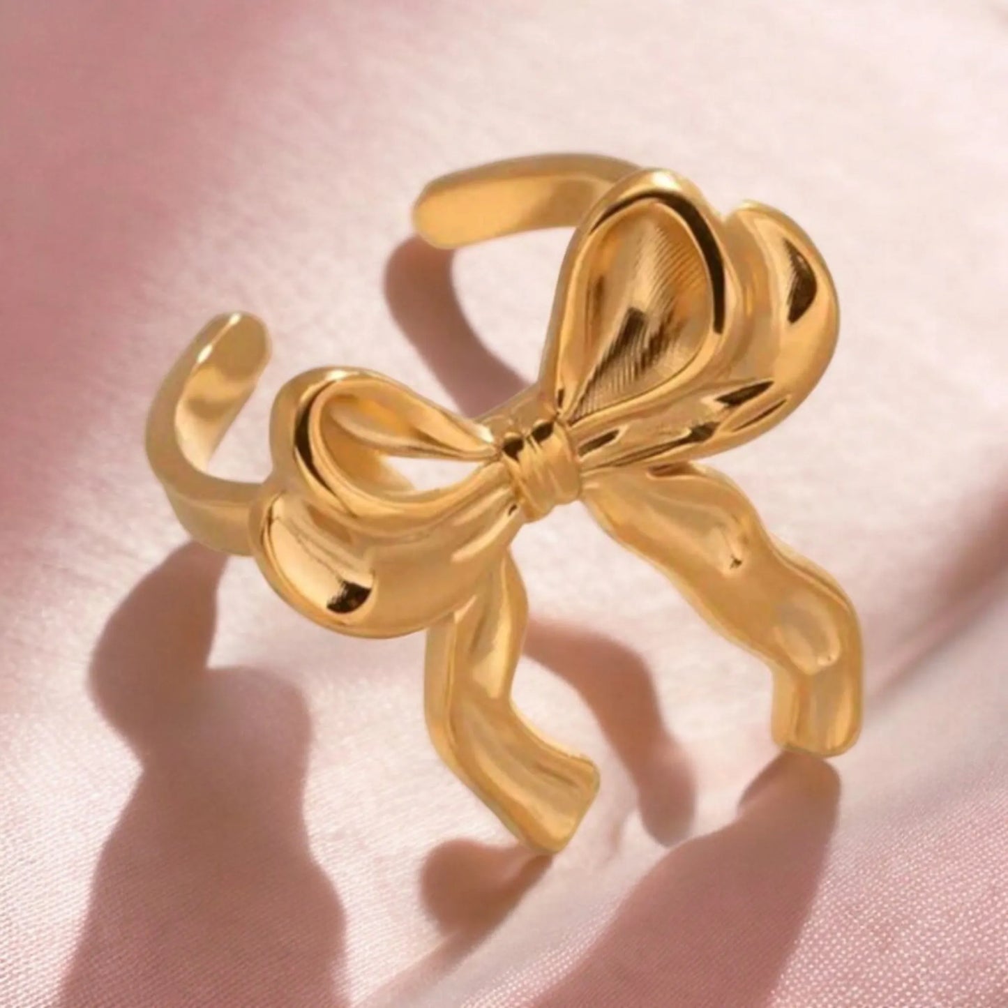 Topped Off With A Bow Coquette Ring Adjustable Size