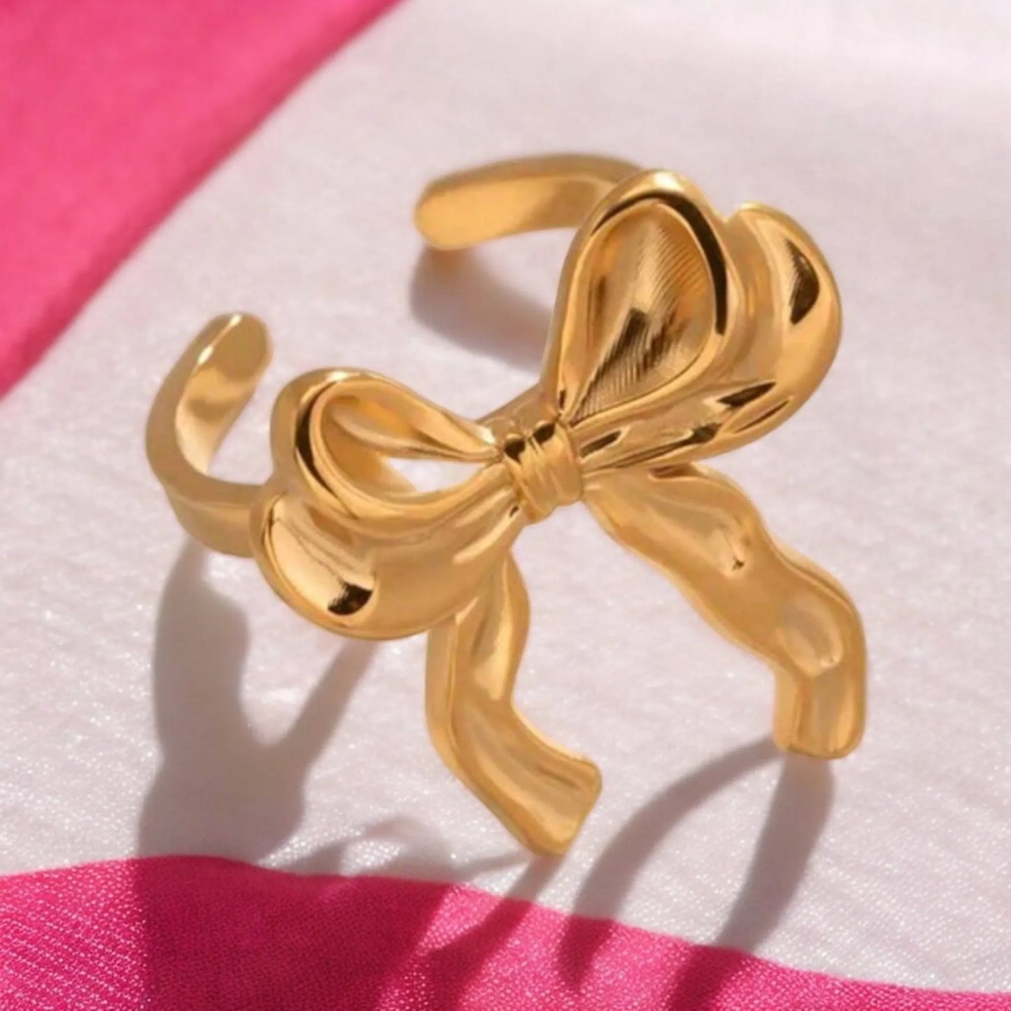 Topped Off With A Bow Coquette Ring Adjustable Size