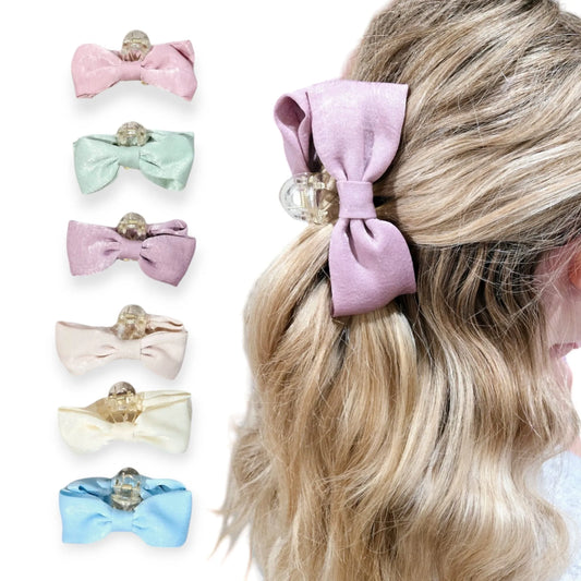 Perfect and Preppy Satin Bow Claw Clips