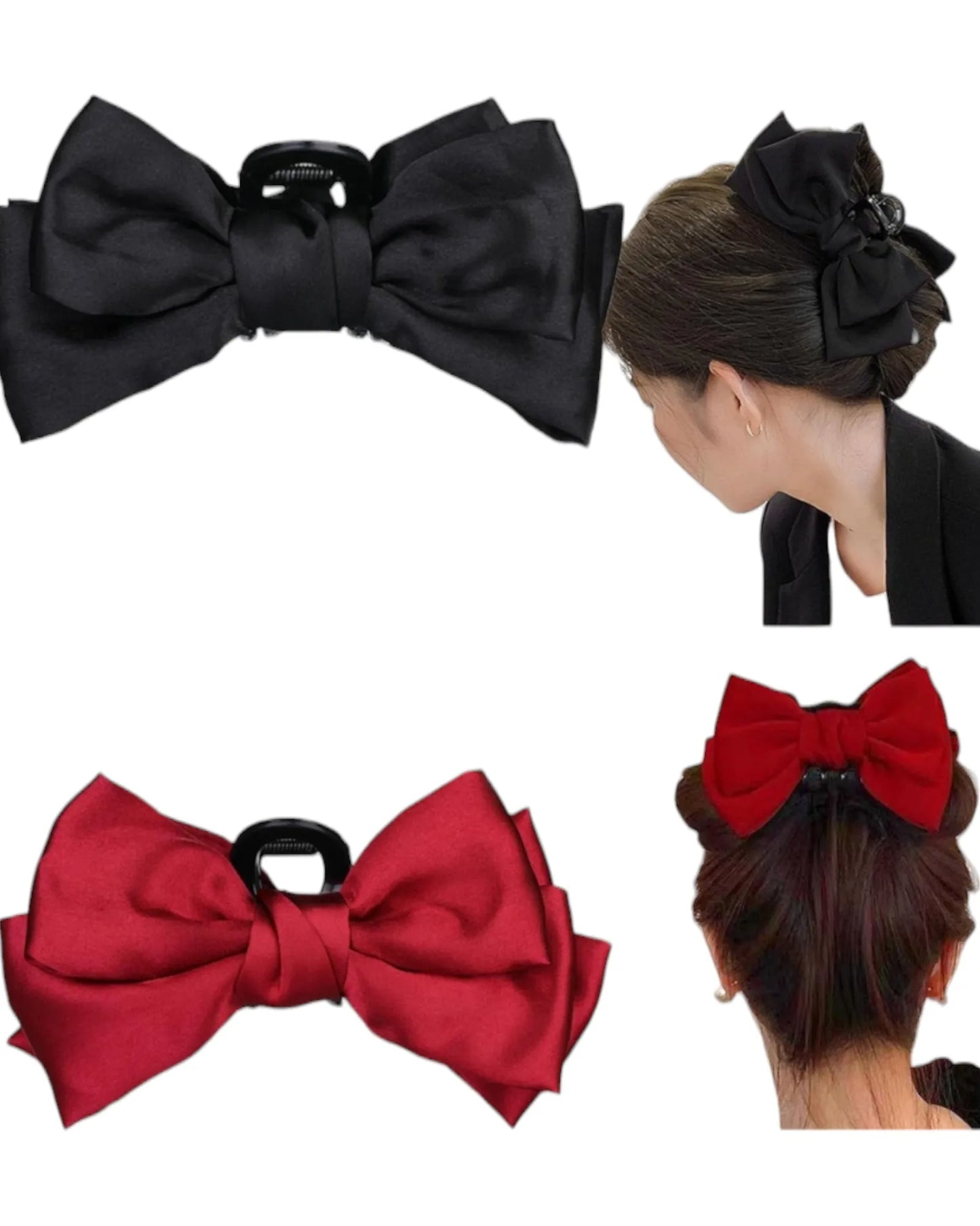 Over The Top Satin Bow Hair Claw Clip