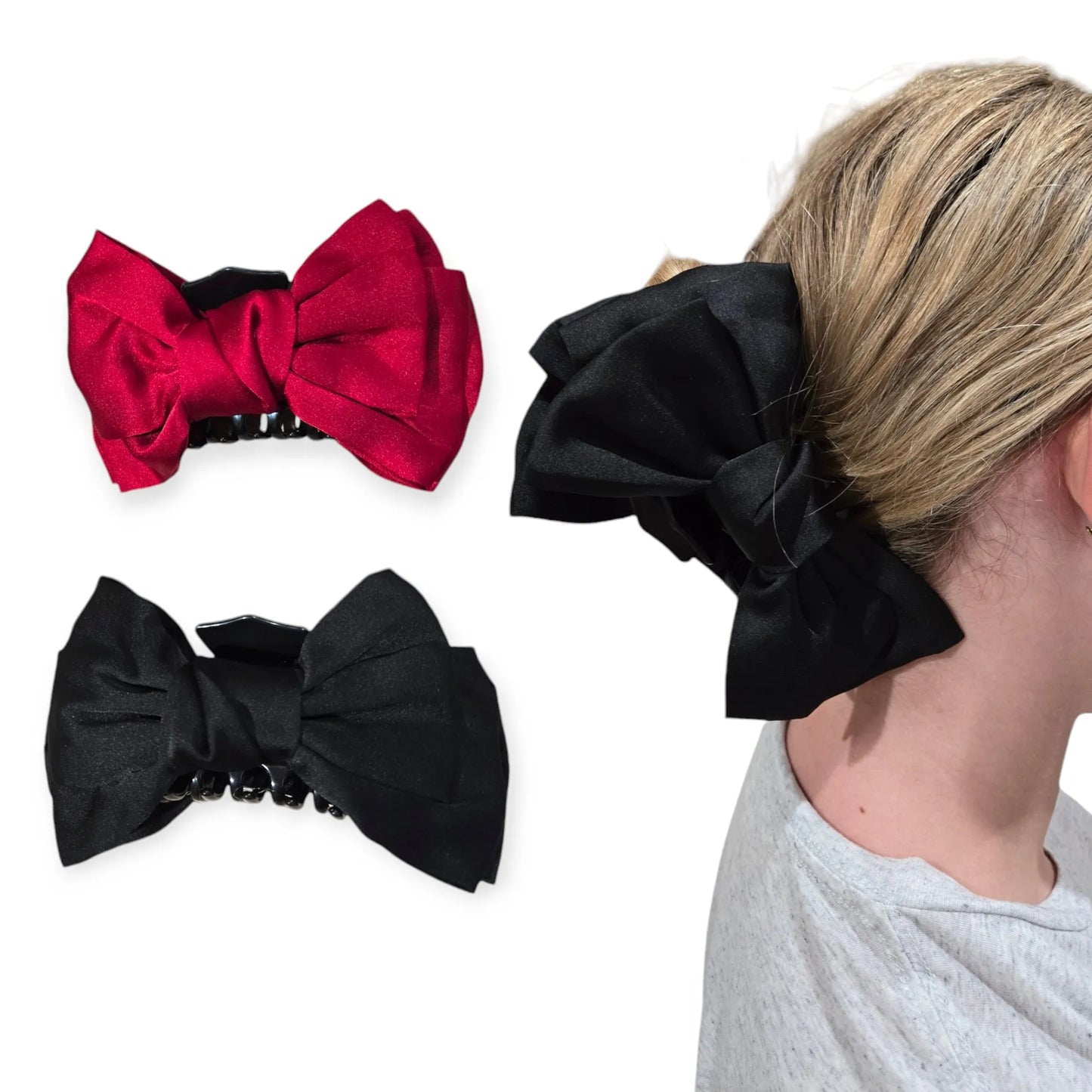 Over The Top Satin Bow Hair Claw Clip