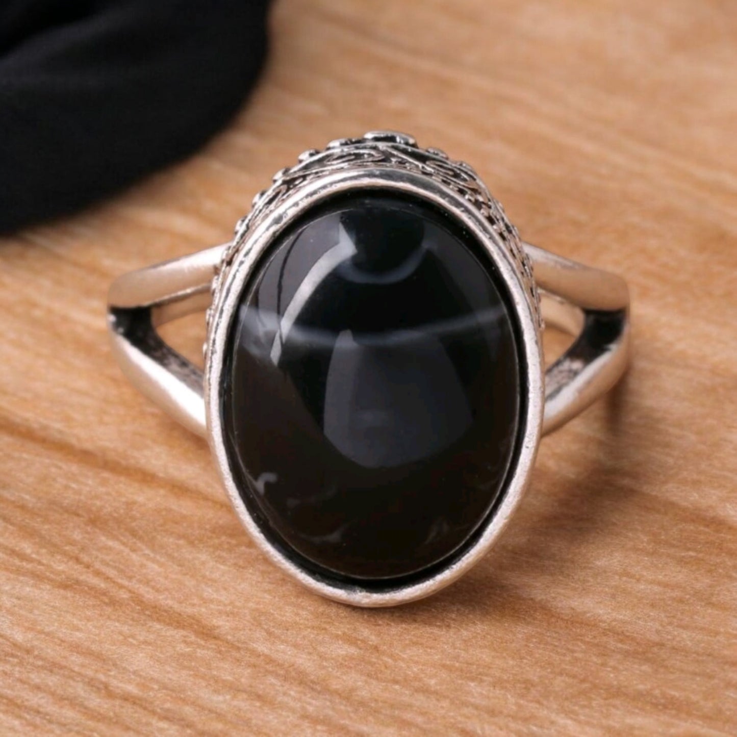 Take Back The West Black Faux Stone Ring