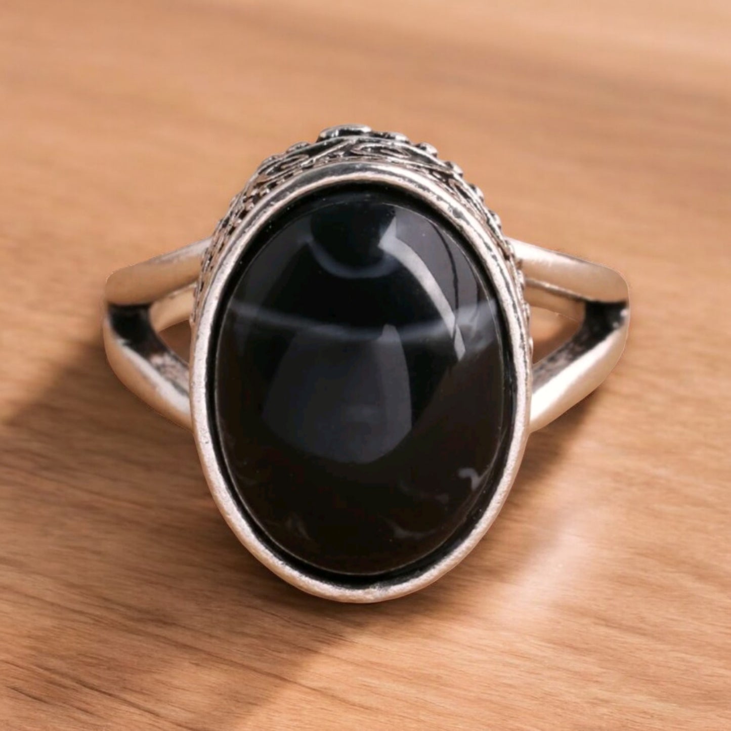 Take Back The West Black Faux Stone Ring