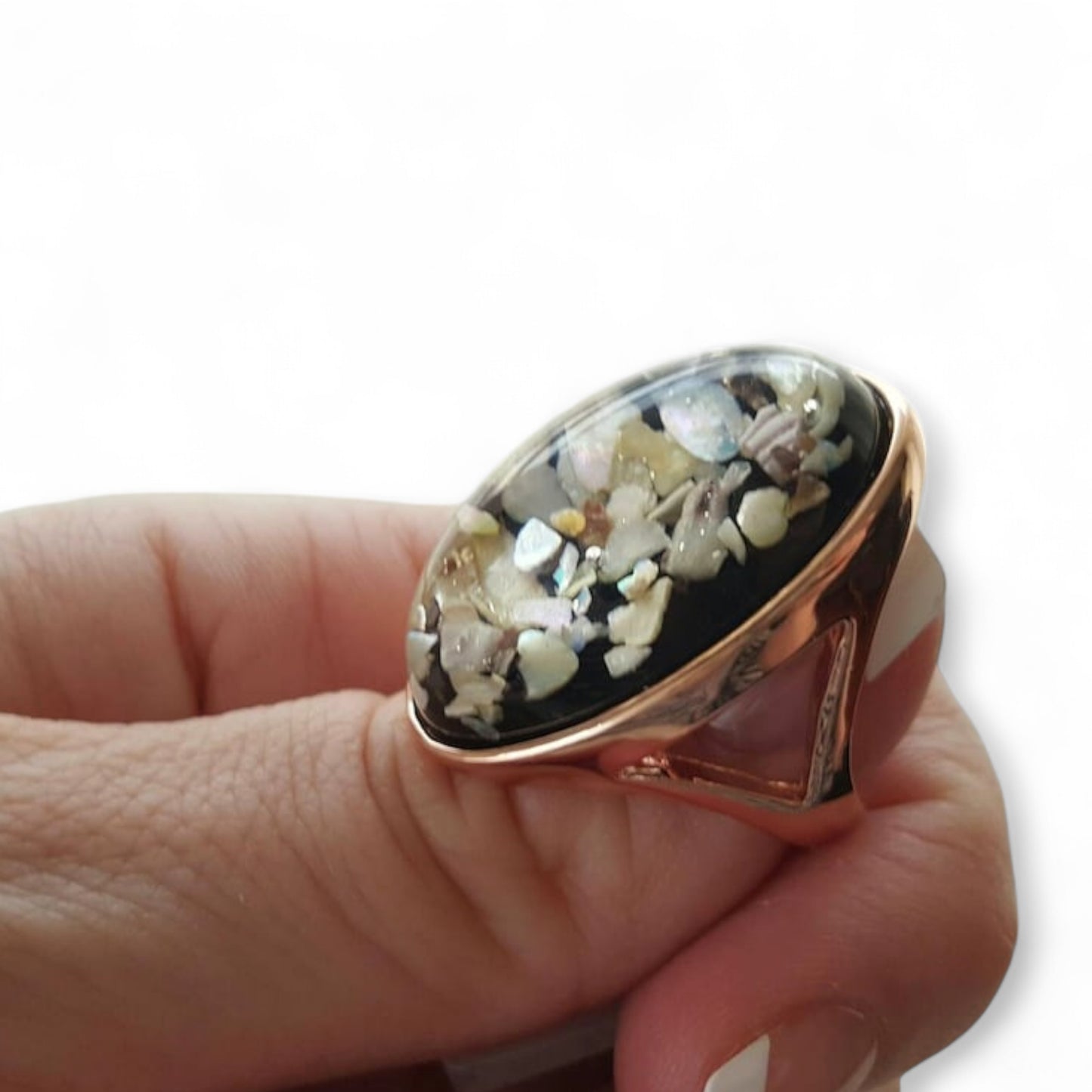 Down By The Beach Oyster Shell Statement Ring