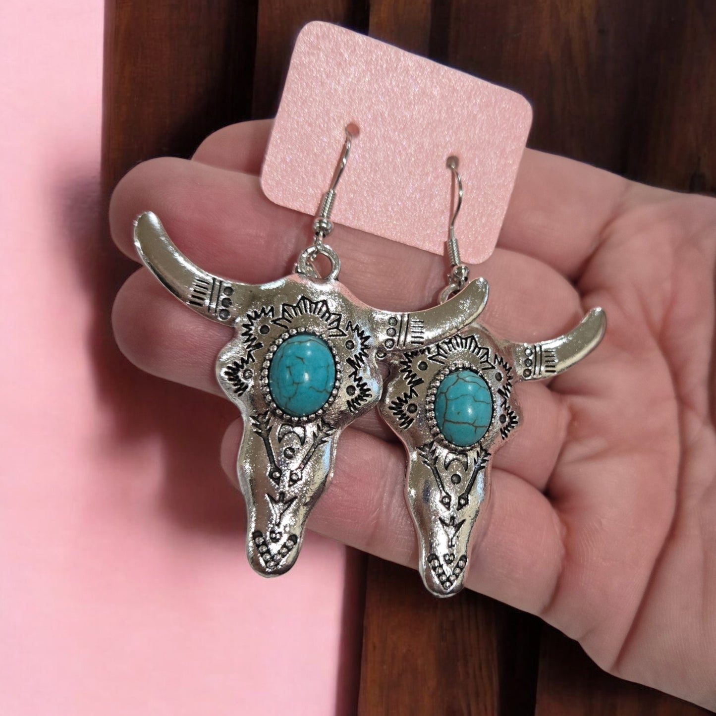 Rodeo Fashionista Bull Skull Drop Earrings