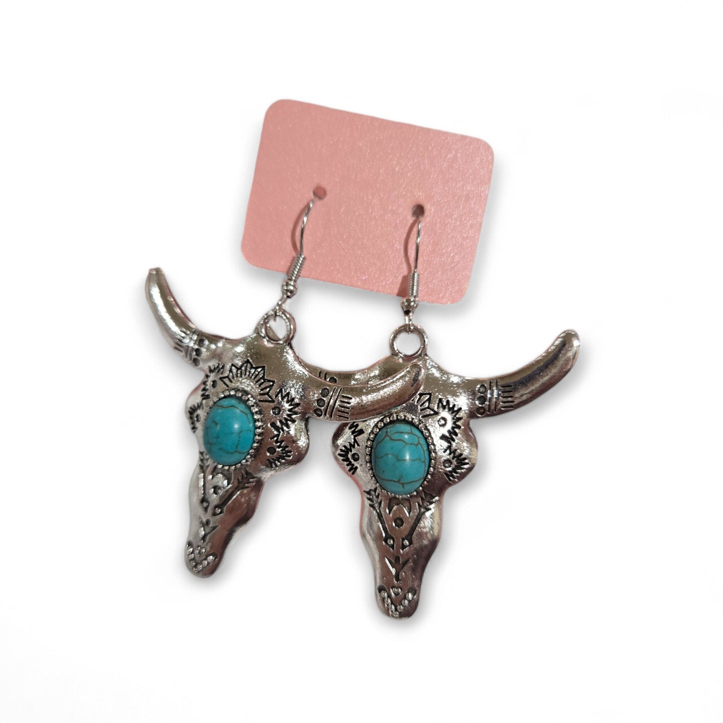 Rodeo Fashionista Bull Skull Drop Earrings