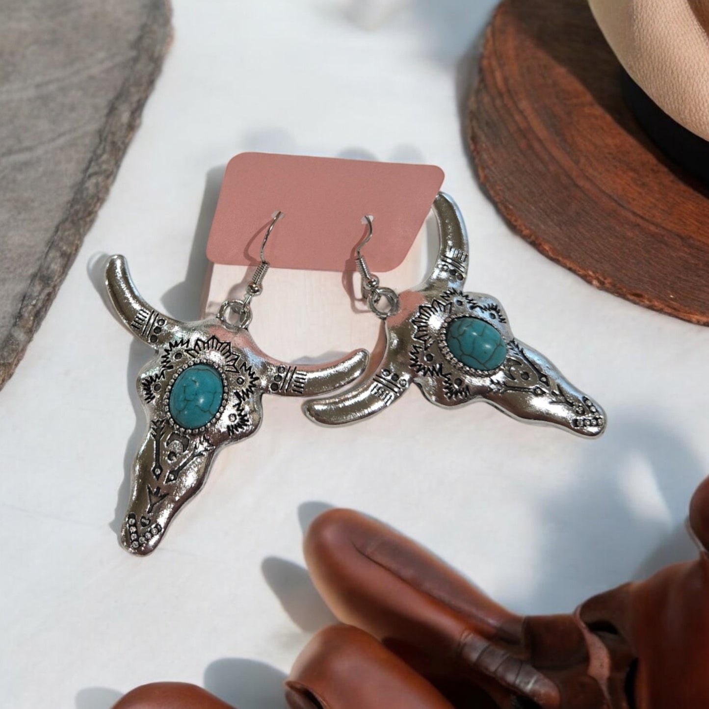 Rodeo Fashionista Bull Skull Drop Earrings